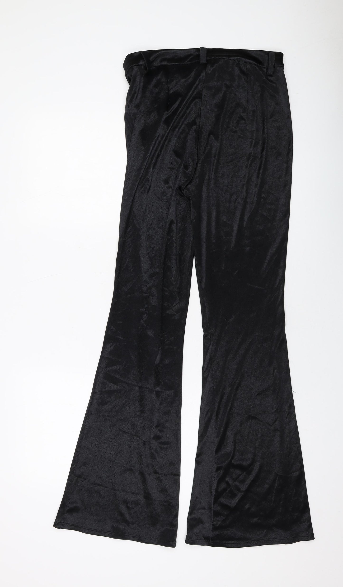 Topshop Womens Black Polyester Trousers Size 12 L32 in Regular Button