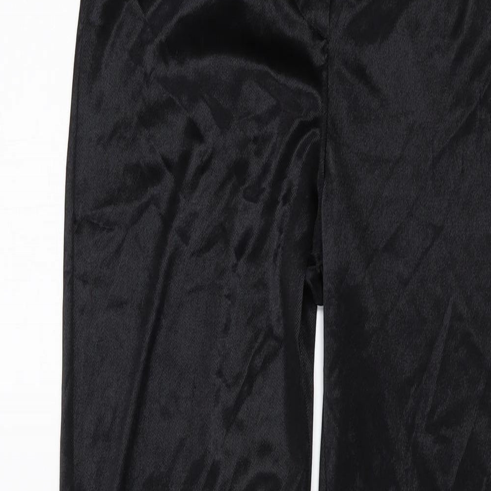 Topshop Womens Black Polyester Trousers Size 12 L32 in Regular Button