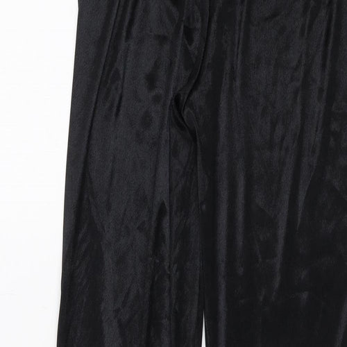 Topshop Womens Black Polyester Trousers Size 12 L32 in Regular Button