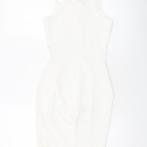 Miss Selfridge Womens White Polyester Mini Size 10 Square Neck Pullover