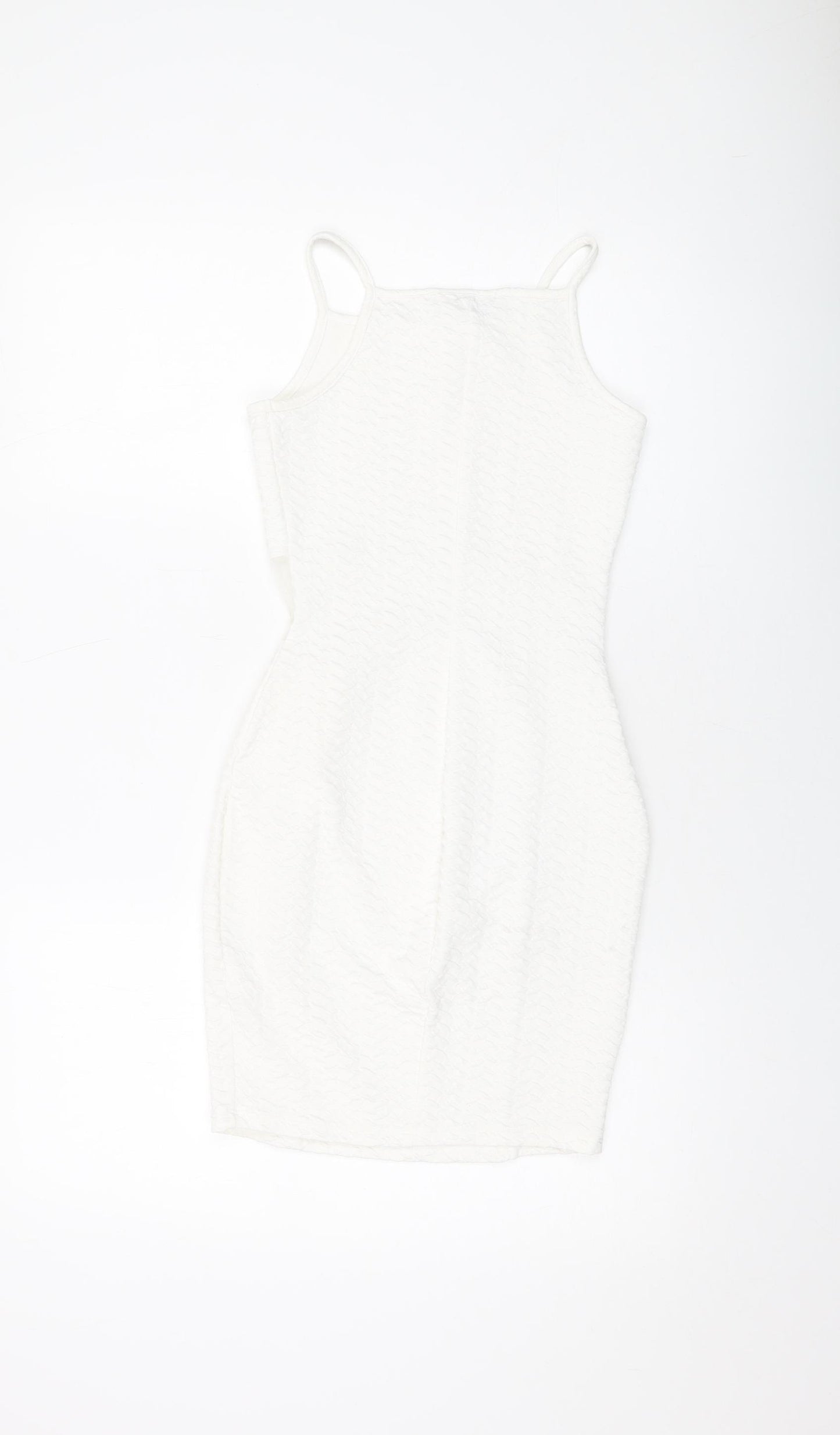 Miss Selfridge Womens White Polyester Mini Size 10 Square Neck Pullover