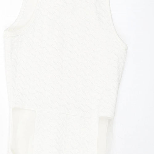 Miss Selfridge Womens White Polyester Mini Size 10 Square Neck Pullover