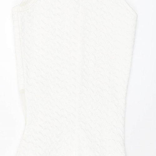 Miss Selfridge Womens White Polyester Mini Size 10 Square Neck Pullover