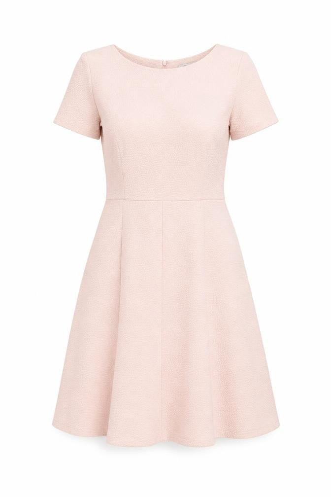 Front view of Marks & Spencer women’s pink polyester a-line, size UK 12, round neck pullover