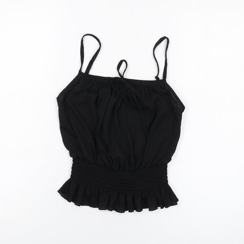 New Look Womens Black Polyester Cropped Tank Size 10 Square Neck