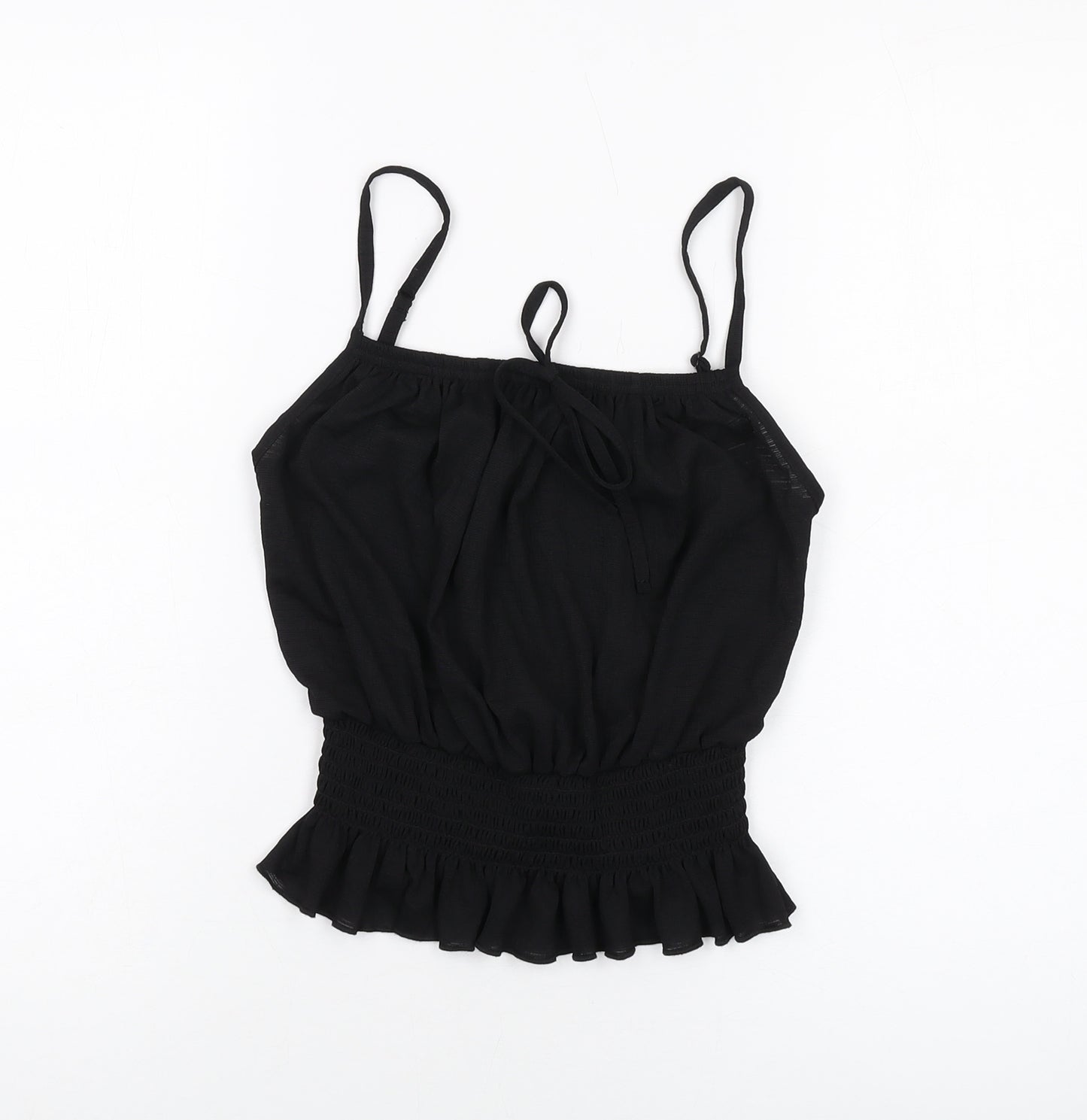 New Look Womens Black Polyester Cropped Tank Size 10 Square Neck