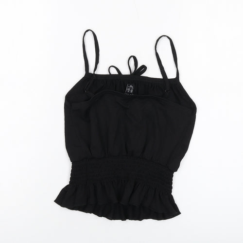 New Look Womens Black Polyester Cropped Tank Size 10 Square Neck