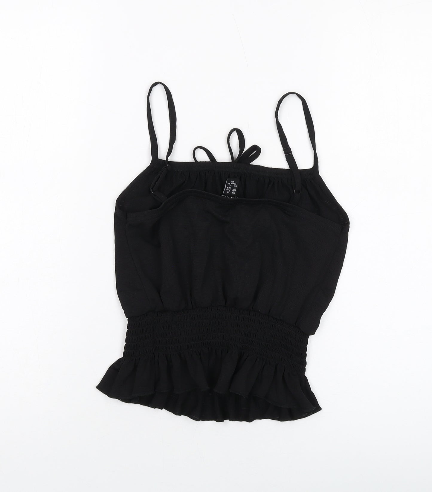 New Look Womens Black Polyester Cropped Tank Size 10 Square Neck