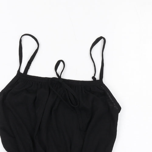 New Look Womens Black Polyester Cropped Tank Size 10 Square Neck