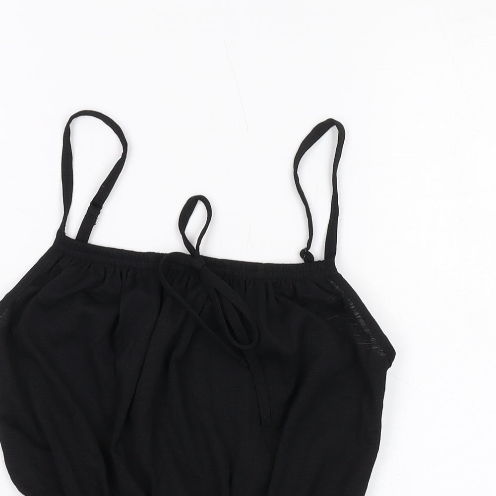 New Look Womens Black Polyester Cropped Tank Size 10 Square Neck