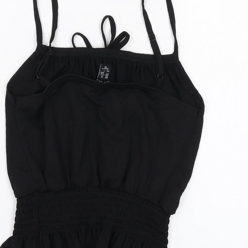 New Look Womens Black Polyester Cropped Tank Size 10 Square Neck