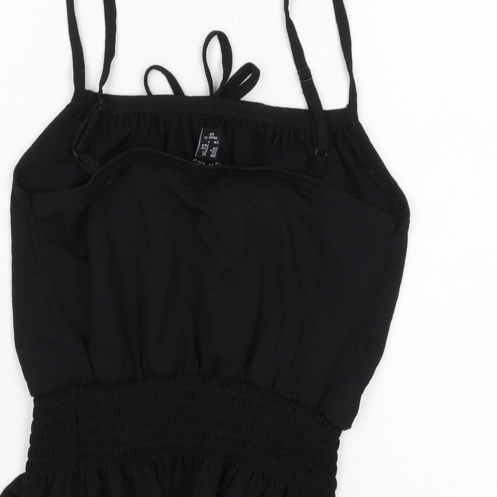 New Look Womens Black Polyester Cropped Tank Size 10 Square Neck