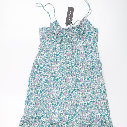Motel Womens Multicoloured Floral Viscose Mini Size S Round Neck Zip