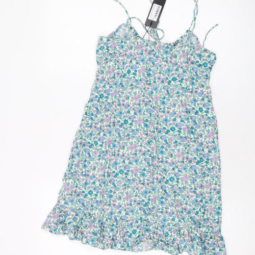 Motel Womens Multicoloured Floral Viscose Mini Size S Round Neck Zip