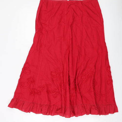 Autograph Womens Red Cotton A-Line Skirt Size 12 Zip