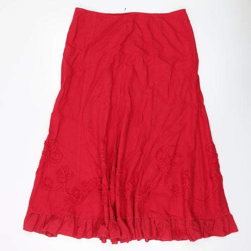 Autograph Womens Red Cotton A-Line Skirt Size 12 Zip