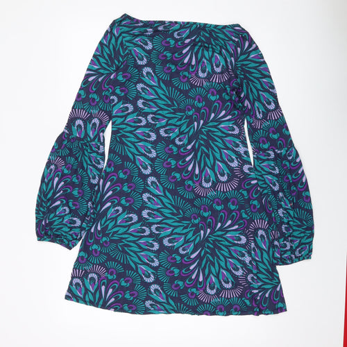 Monsoon Womens Multicoloured Geometric Viscose Mini Size 12 Round Neck Pullover