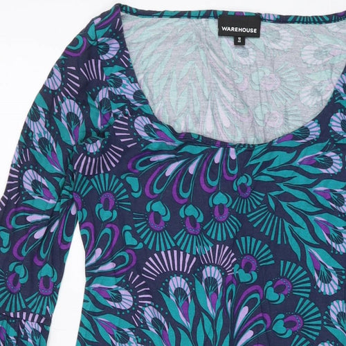 Monsoon Womens Multicoloured Geometric Viscose Mini Size 12 Round Neck Pullover