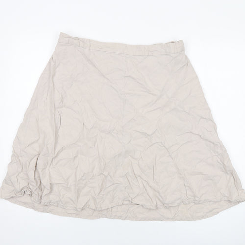 M&Co Womens Beige Linen Skater Skirt Size 16