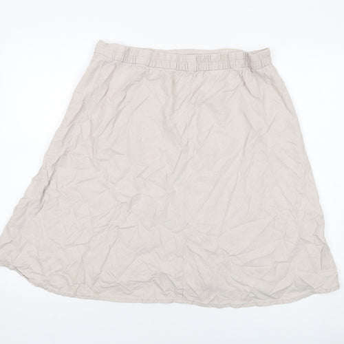 M&Co Womens Beige Linen Skater Skirt Size 16