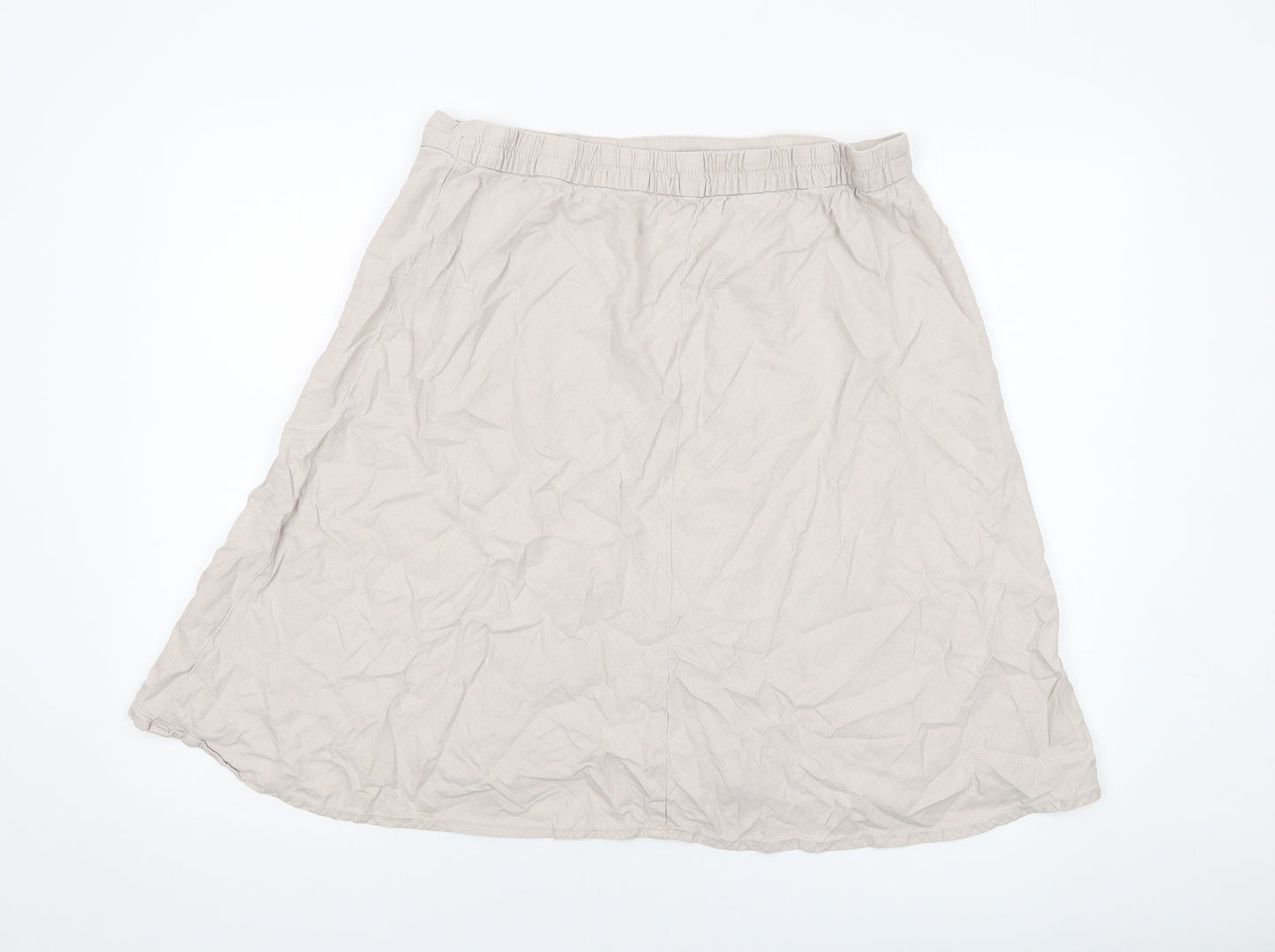 M&Co Womens Beige Linen Skater Skirt Size 16