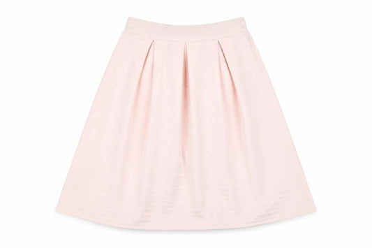 Front view of Miss Selfridge women’s pink polyester a-line skirt, size UK 8
