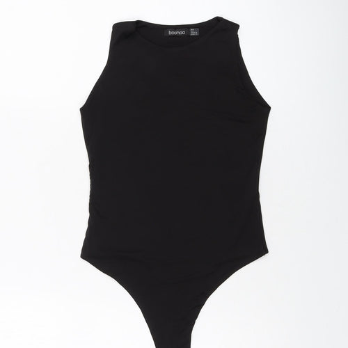 Boohoo Womens Black Polyester Bodysuit One-Piece Size 8 Snap