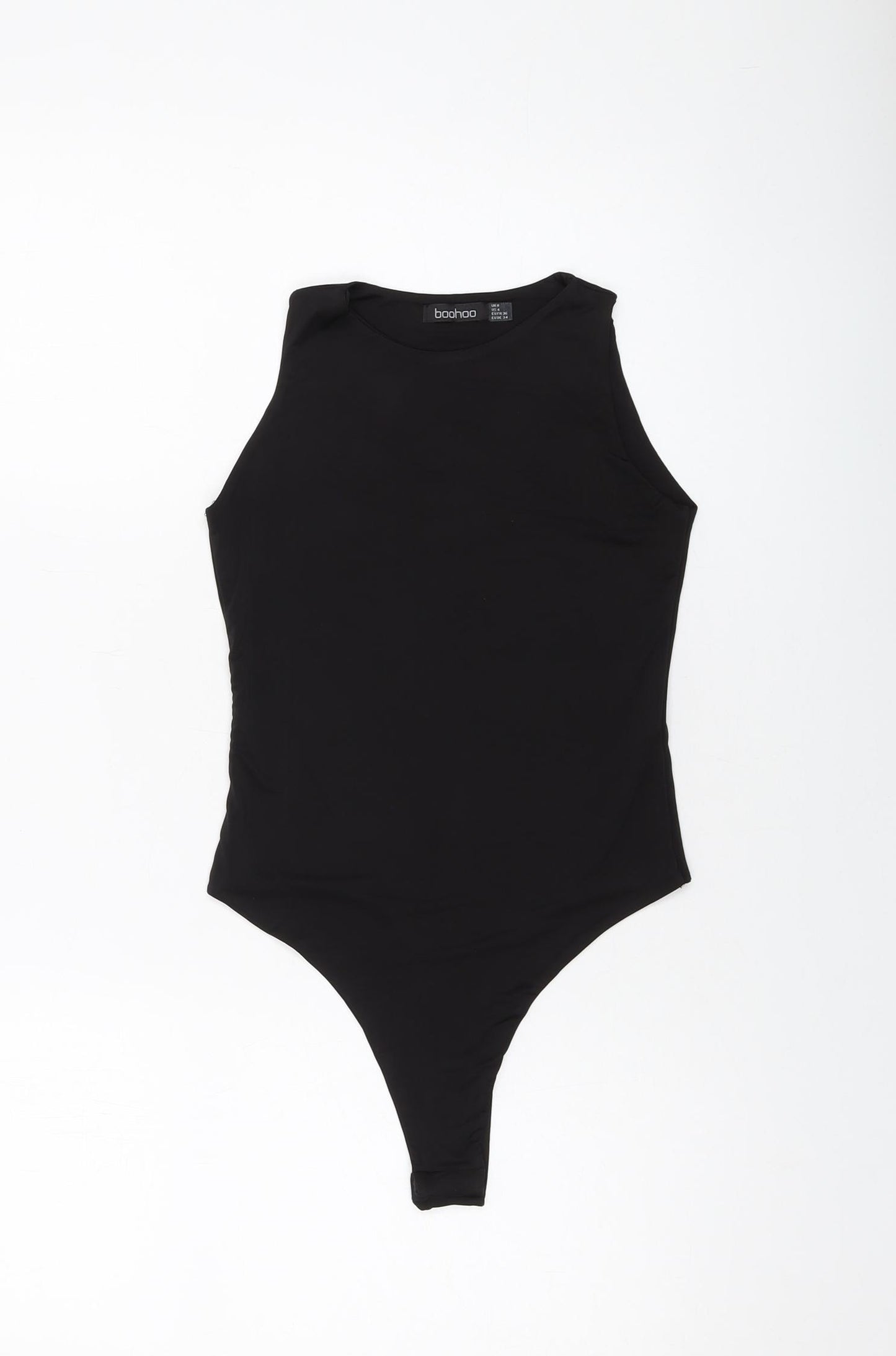 Boohoo Womens Black Polyester Bodysuit One-Piece Size 8 Snap