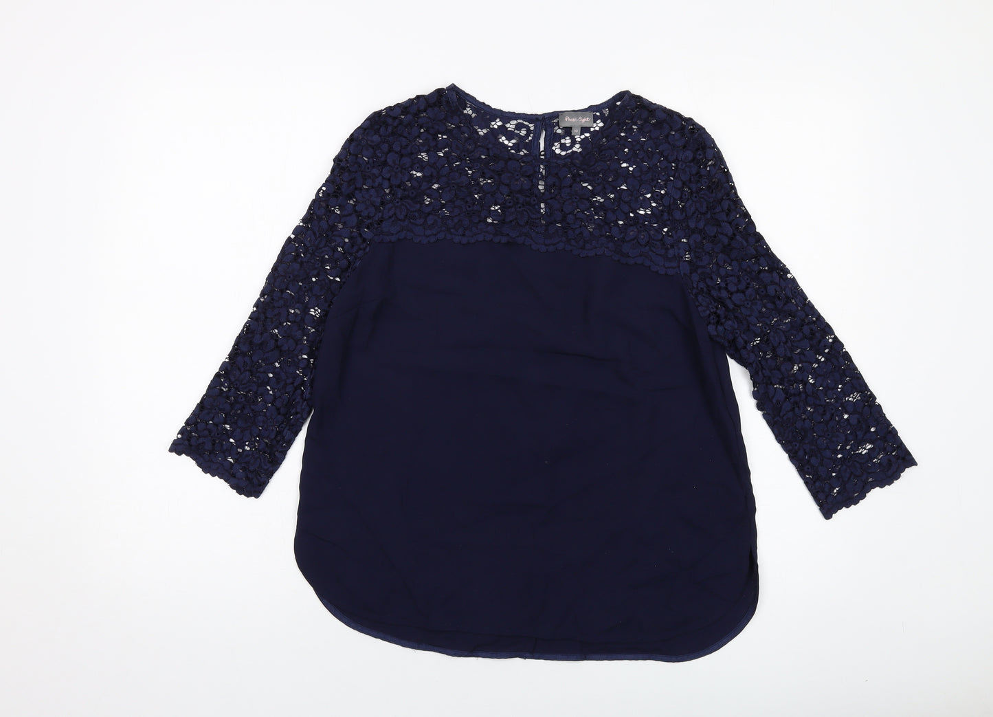 Phase Eight Womens Blue Polyester Basic Blouse Size 10 Round Neck