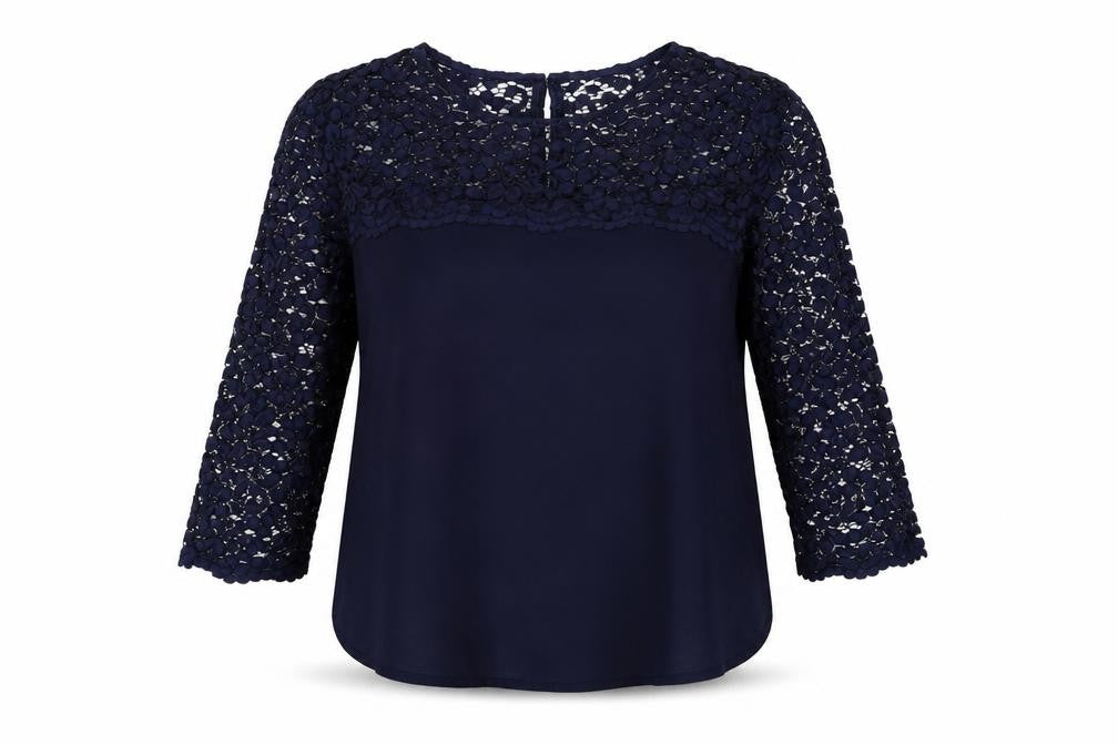 Phase Eight Womens Blue Polyester Basic Blouse Size 10 Round Neck