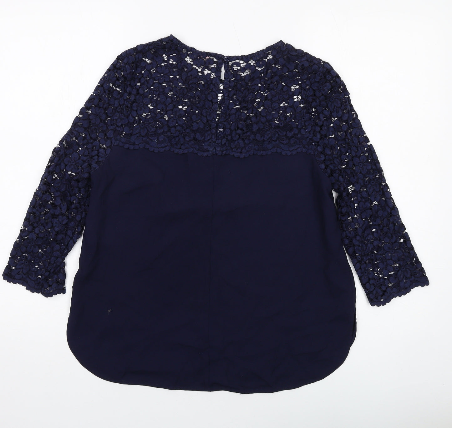 Phase Eight Womens Blue Polyester Basic Blouse Size 10 Round Neck