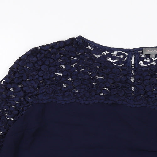 Phase Eight Womens Blue Polyester Basic Blouse Size 10 Round Neck