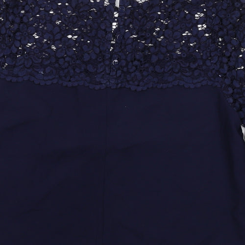 Phase Eight Womens Blue Polyester Basic Blouse Size 10 Round Neck