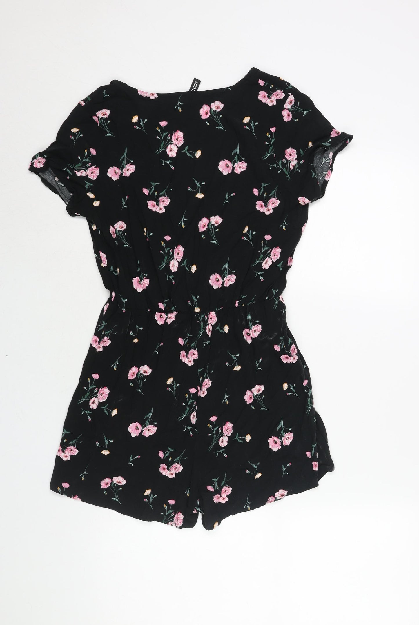 Divided by H&M Womens Black Floral Viscose Playsuit One-Piece Size 10 L3 in Pullover