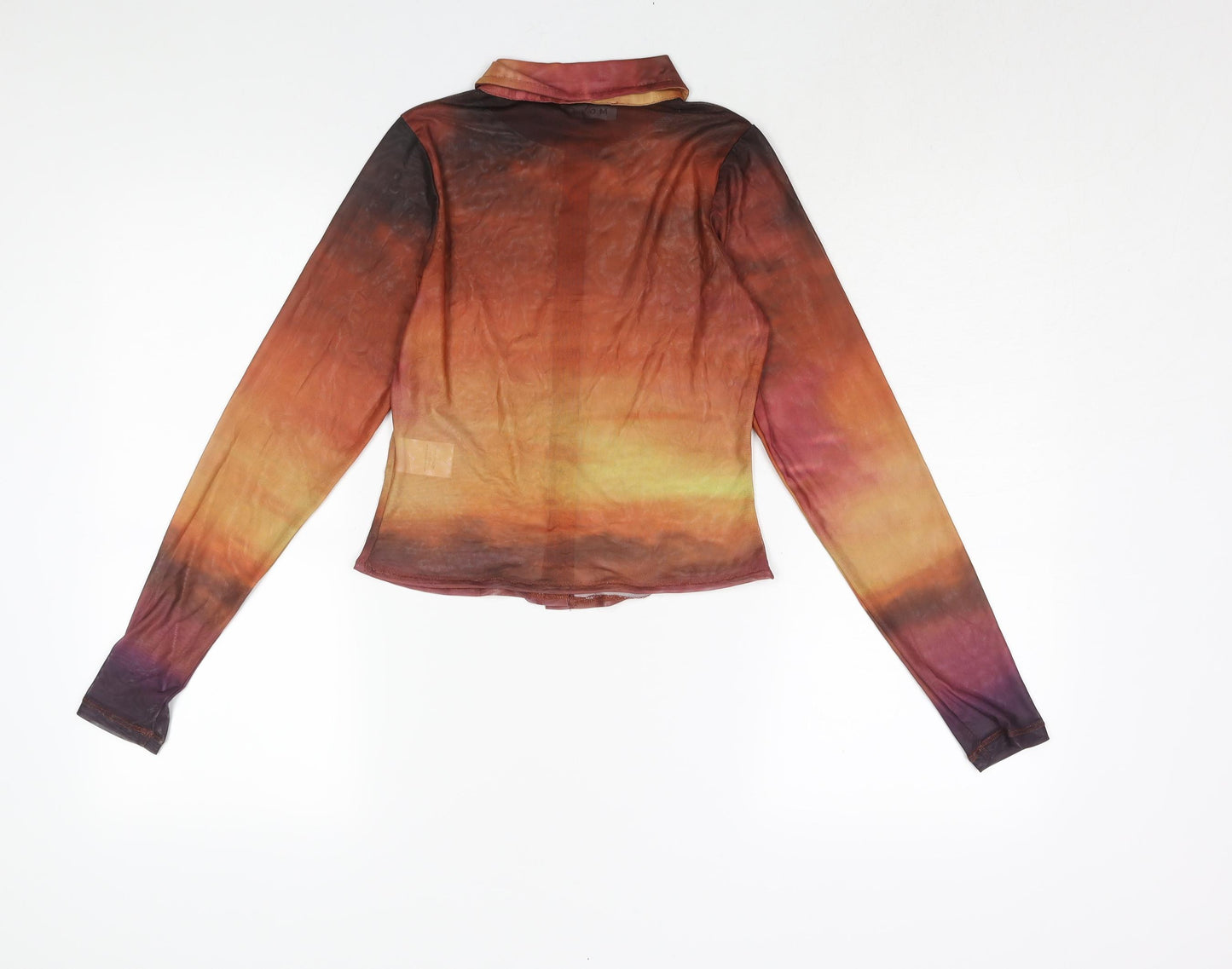 Motel Womens Multicoloured Polyester Basic Button-Up Size XS Collared - Sunset Ombre Semi Sheer