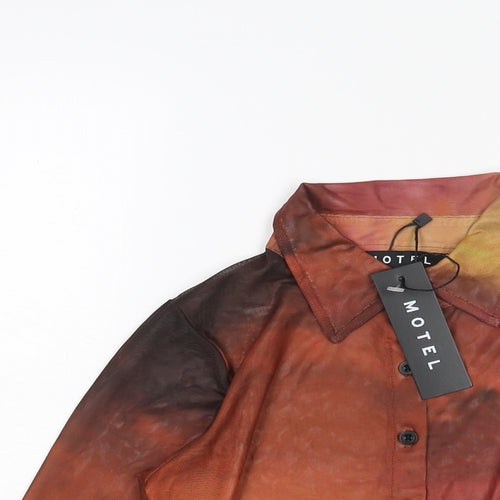 Motel Womens Multicoloured Polyester Basic Button-Up Size XS Collared - Sunset Ombre Semi Sheer