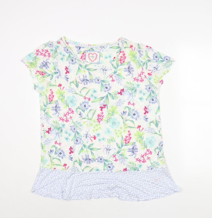 Marks and Spencer Womens Multicoloured Floral Viscose Top Pyjama Top Size 14