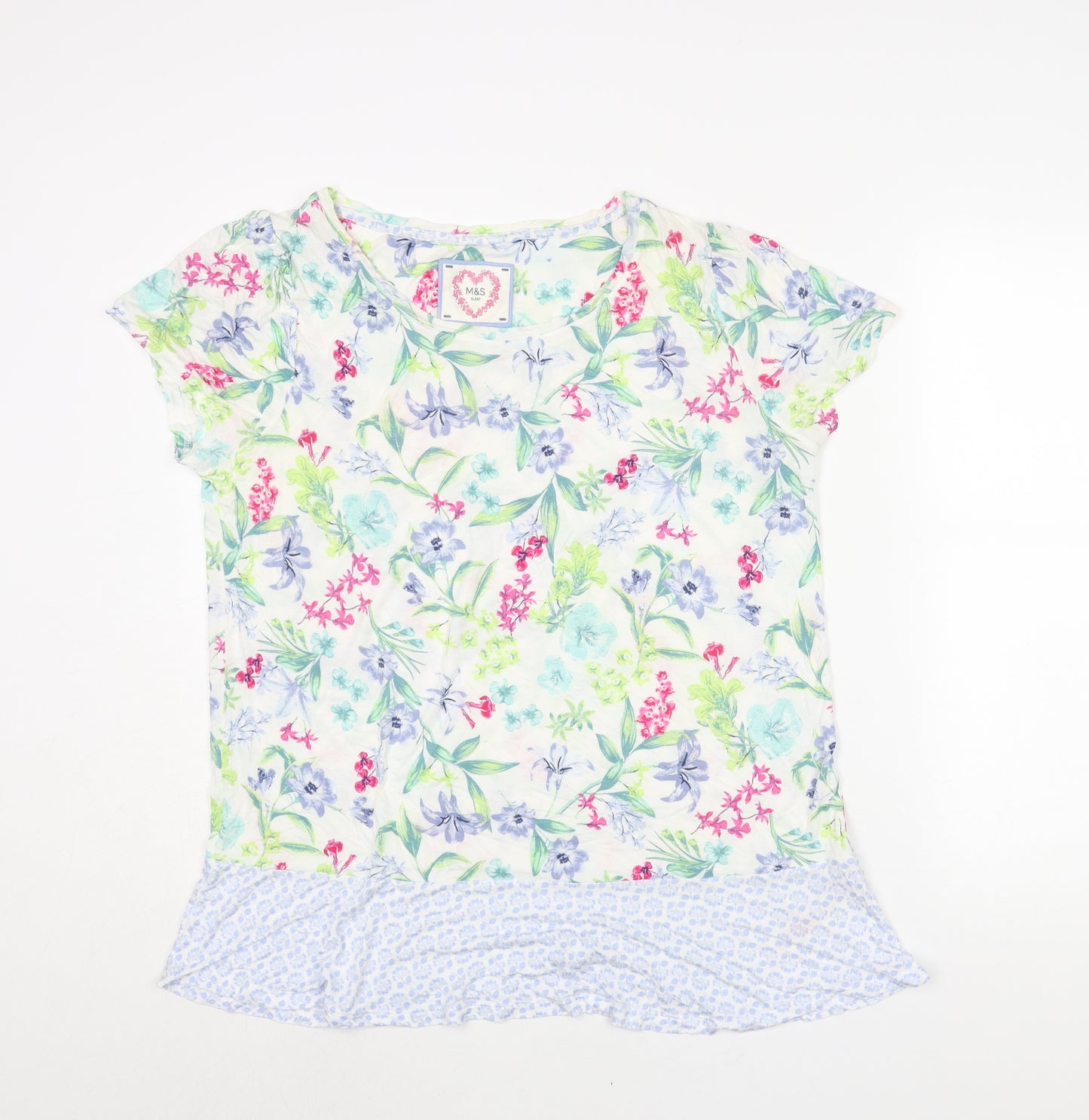 Marks and Spencer Womens Multicoloured Floral Viscose Top Pyjama Top Size 14