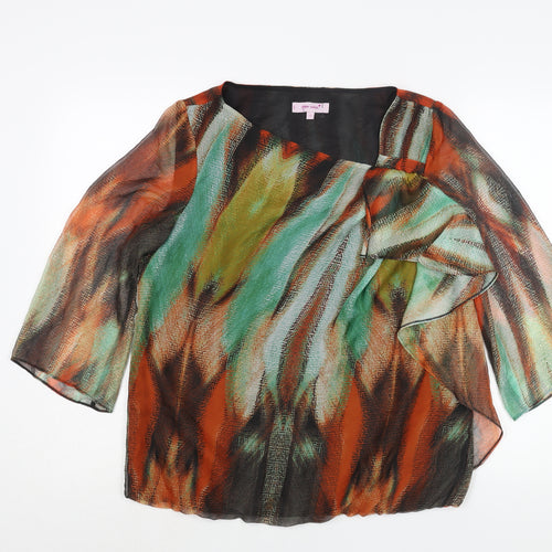 Per Una Womens Multicoloured Geometric Polyester Basic Blouse Size 12 Round Neck - Waterfall Frill