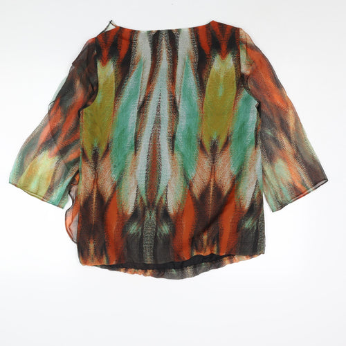 Per Una Womens Multicoloured Geometric Polyester Basic Blouse Size 12 Round Neck - Waterfall Frill