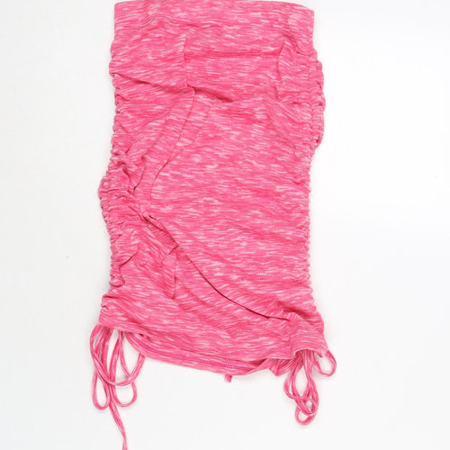 Missy Empire Womens Pink Polyester Bandage Skirt Size 8 - Adjustable Hem Drawstring Rouched
