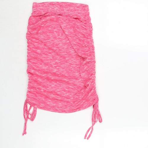 Missy Empire Womens Pink Polyester Bandage Skirt Size 8 - Adjustable Hem Drawstring Rouched