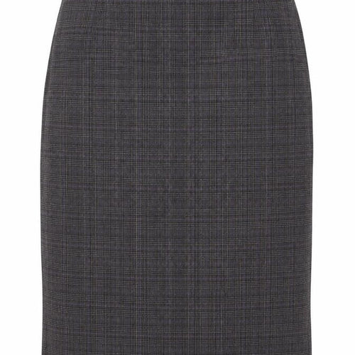 Bonmarché Womens Grey Check Polyester Straight & Pencil Skirt Size 14 - Belt Buckle Detail Elasticated Waist