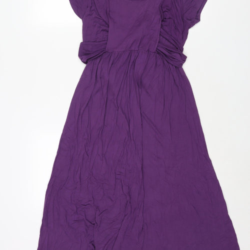 JoJo Maman Bébé Womens Purple Viscose Shift Size M Round Neck Pullover - Crossover Tie Detail
