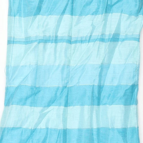 Minuet Womens Blue Striped Linen Pencil Dress Size 8 Scoop Neck Zip
