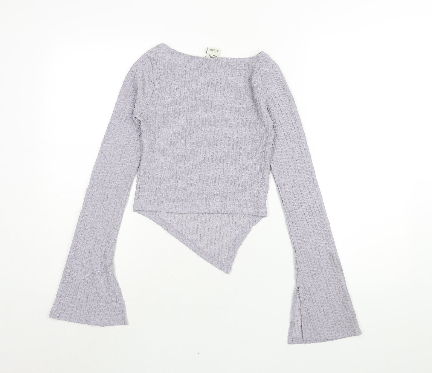 Urban Outfitters Womens Purple Polyester Basic Blouse Size XS Round Neck - Asymmetric Hem Crinkle Look Vented Cuffs