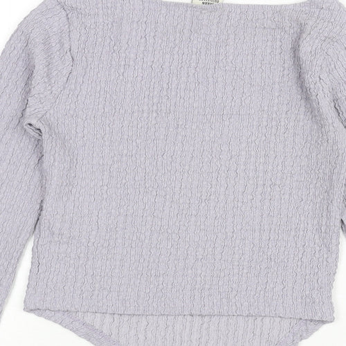 Urban Outfitters Womens Purple Polyester Basic Blouse Size XS Round Neck - Asymmetric Hem Crinkle Look Vented Cuffs