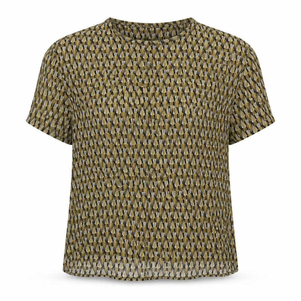 H&M Womens Multicoloured Geometric Viscose Basic Blouse Size 8 Round Neck