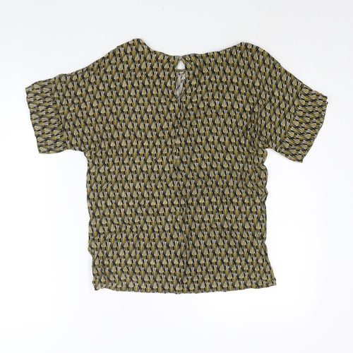 H&M Womens Multicoloured Geometric Viscose Basic Blouse Size 8 Round Neck