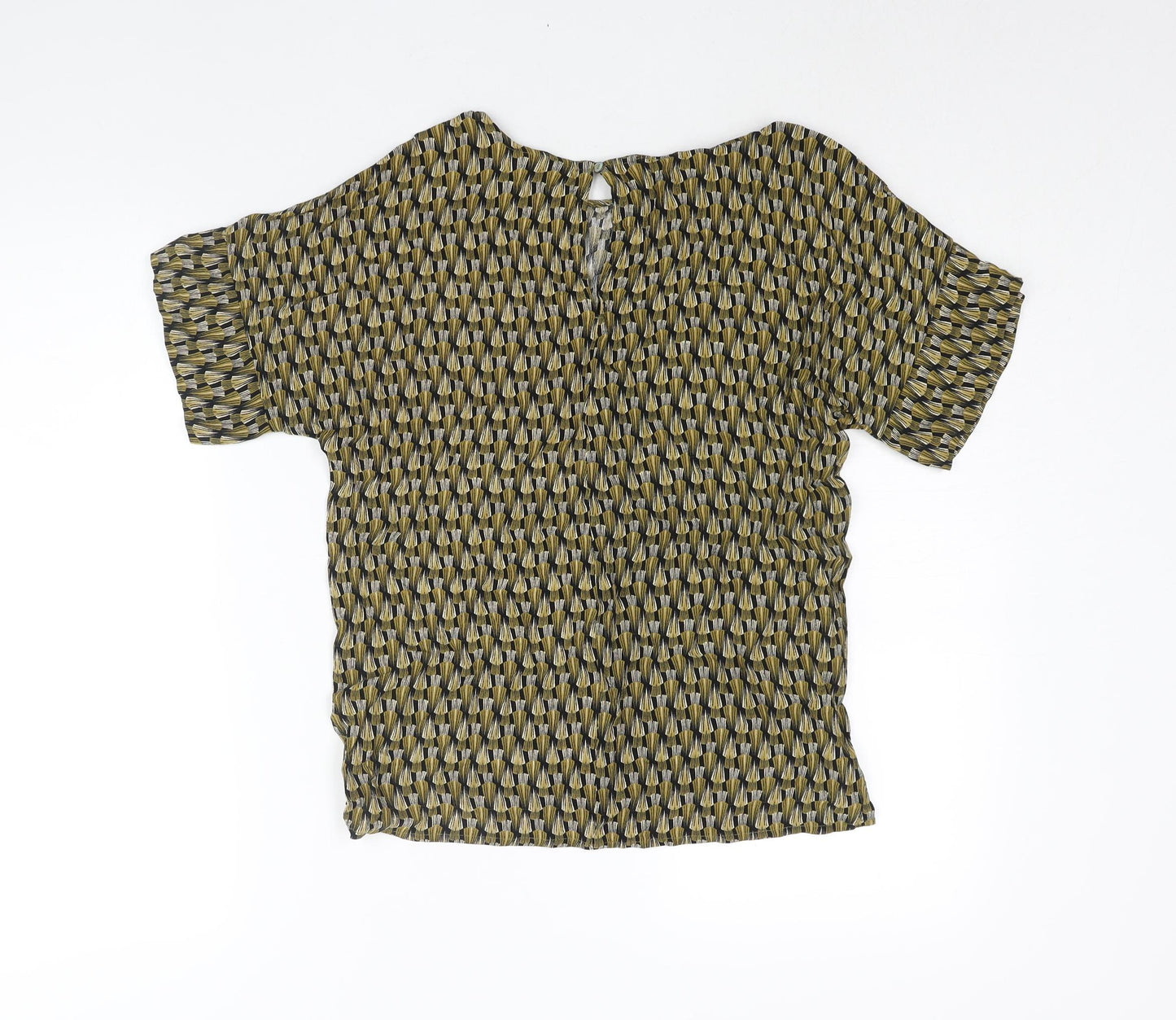 H&M Womens Multicoloured Geometric Viscose Basic Blouse Size 8 Round Neck